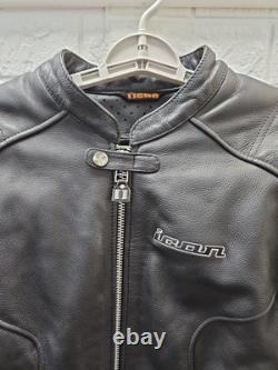 Pre-owned Icon Tuscadero Motorcycle Jacket Leather Nylon armor Motor Sz XL