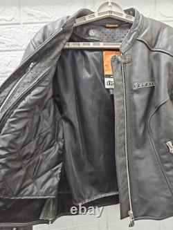 Pre-owned Icon Tuscadero Motorcycle Jacket Leather Nylon armor Motor Sz XL