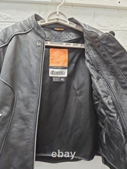 Pre-owned Icon Tuscadero Motorcycle Jacket Leather Nylon armor Motor Sz XL