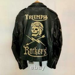 Pre-owned SCHOTT 618NS Triumph Anniversary edition biker leather jacket sz. 42