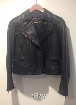 Proenza Schouler Black Leather Biker Jacket Size US 2 AU 6 8 Net A Porter