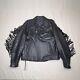 Protech Leather Jacket Womens Black Large Womens vintage fringe Cowhide Biker