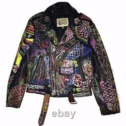Punk Rock Bands Leather True Vintage OOAK Hand Painted Jacket Sz 40 Original Art