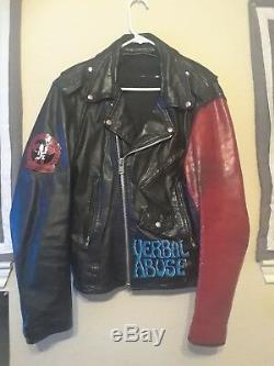Punk leather jacket men metal rock vlone saint Laurent