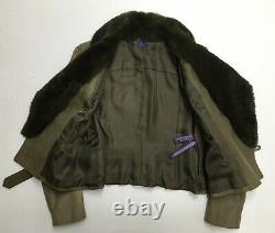 Purple Label Ralph Lauren Lambskin Leather Shearling Fur Collar Belted Jacket 14