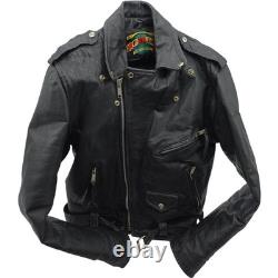 Putnam Leather Gold Motorcycle Jacket Mens 42 / M Biker Vintage Black Moto PLG