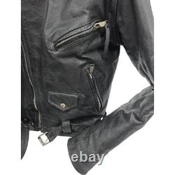 Putnam Leather Gold Motorcycle Jacket Mens 42 / M Biker Vintage Black Moto PLG