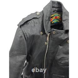 Putnam Leather Gold Motorcycle Jacket Mens 42 / M Biker Vintage Black Moto PLG