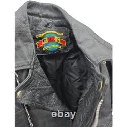 Putnam Leather Gold Motorcycle Jacket Mens 42 / M Biker Vintage Black Moto PLG