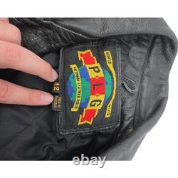 Putnam Leather Gold Motorcycle Jacket Mens 42 / M Biker Vintage Black Moto PLG