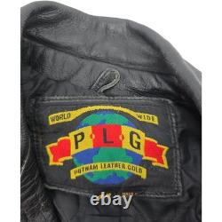 Putnam Leather Gold Motorcycle Jacket Mens 42 / M Biker Vintage Black Moto PLG
