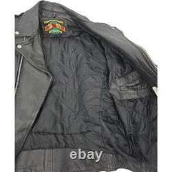 Putnam Leather Gold Motorcycle Jacket Mens 42 / M Biker Vintage Black Moto PLG