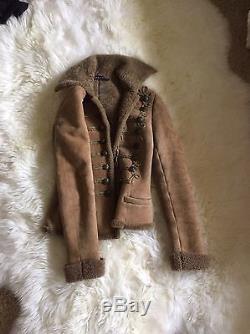 RALPH LAUREN COLLECTION Purple Label Leather Shearling Jacket Sm