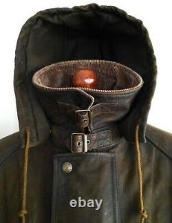 RALPH LAUREN RRL POLO Leather Trench Duster Duffle Coat Jacket Over Rain Mac Pea