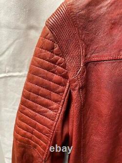 RARE Be Edgy RED Men's Leather Jacket S/M biker motorcycle zippers VTG