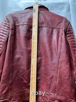 RARE Be Edgy RED Men's Leather Jacket S/M biker motorcycle zippers VTG