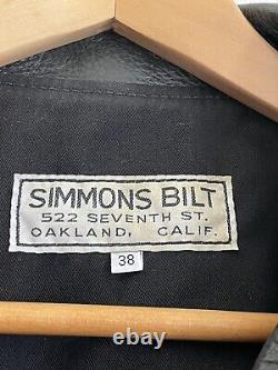 RARE Buckskin Simmons Bilt Biker Leather Jacket Black M