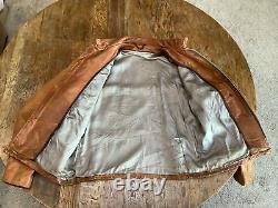 RARE COLOR! Cognac Mens 44 SCHOTT 141 641 Cafe Racer Leather Jacket Half Belt NR