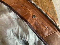 RARE COLOR! Cognac Mens 44 SCHOTT 141 641 Cafe Racer Leather Jacket Half Belt NR