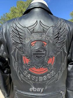 RARE Harley Davidson Men's FORCE Leather Jacket 2XL 97072-06VM Black Eagle