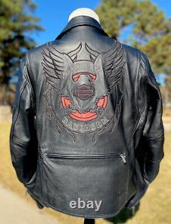 RARE Harley Davidson Men's FORCE Leather Jacket 2XL 97072-06VM Black Eagle