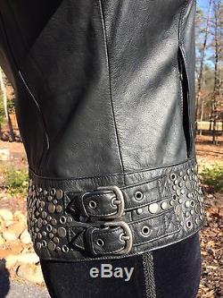 RARE Harley Davidson ROXY Bling Studded Leather Jacket Women's XS Black