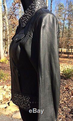 RARE Harley Davidson ROXY Bling Studded Leather Jacket Women's XS Black