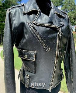 RARE Harley Davidson Womens CYCLE CHAMP Leather Jacket Small Distressed