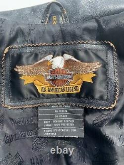 RARE Harley Davidson Womens CYCLE CHAMP Leather Jacket Small Distressed