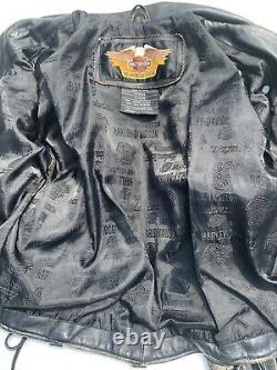 RARE Harley Davidson Womens CYCLE CHAMP Leather Jacket Small Distressed