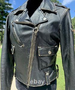 RARE Harley Davidson Womens CYCLE CHAMP Leather Jacket Small Distressed