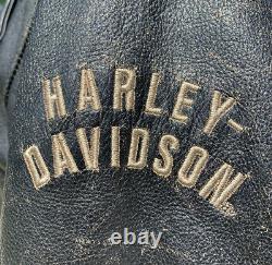 RARE Harley Davidson Womens CYCLE CHAMP Leather Jacket Small Distressed