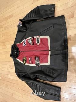 RARE Max USA Black Leather Motorcycle Jacket With Patches 4x Italian Leather