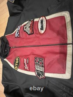 RARE Max USA Black Leather Motorcycle Jacket With Patches 4x Italian Leather