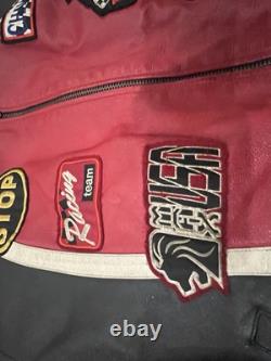 RARE Max USA Black Leather Motorcycle Jacket With Patches 4x Italian Leather