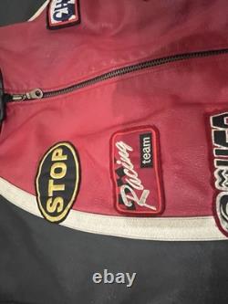 RARE Max USA Black Leather Motorcycle Jacket With Patches 4x Italian Leather