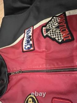 RARE Max USA Black Leather Motorcycle Jacket With Patches 4x Italian Leather