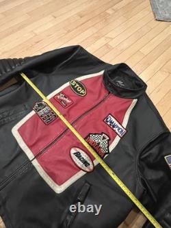 RARE Max USA Black Leather Motorcycle Jacket With Patches 4x Italian Leather