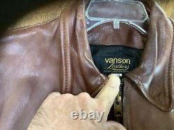 RARE! Mens 44 VANSON HORSEHIDE Leather Moto Jacket AERO STYLE Enfield 6 Lbs