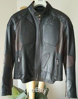 RARE SAMPLE Ralph Lauren Black Label Moto Leather Biker Jacket Black Brown $2995