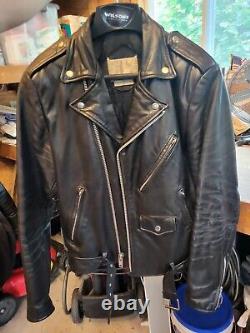 RARE! VINTAGE BERMANS Black Leather Motorcycle Jacket biker punk Size 36Long