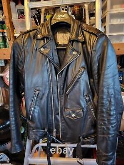 RARE! VINTAGE BERMANS Black Leather Motorcycle Jacket biker punk Size 36Long