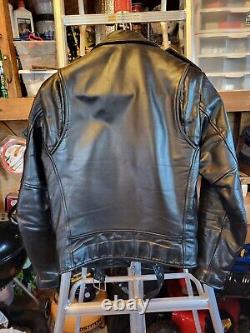 RARE! VINTAGE BERMANS Black Leather Motorcycle Jacket biker punk Size 36Long