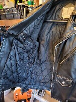 RARE! VINTAGE BERMANS Black Leather Motorcycle Jacket biker punk Size 36Long
