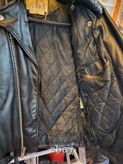 RARE! VINTAGE BERMANS Black Leather Motorcycle Jacket biker punk Size 36Long