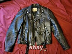 RARE! VINTAGE BERMANS Black Leather Motorcycle Jacket biker punk Size 40Long