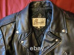 RARE! VINTAGE BERMANS Black Leather Motorcycle Jacket biker punk Size 40Long