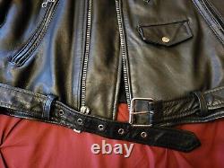 RARE! VINTAGE BERMANS Black Leather Motorcycle Jacket biker punk Size 40Long