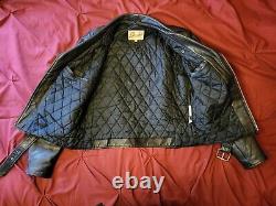 RARE! VINTAGE BERMANS Black Leather Motorcycle Jacket biker punk Size 40Long