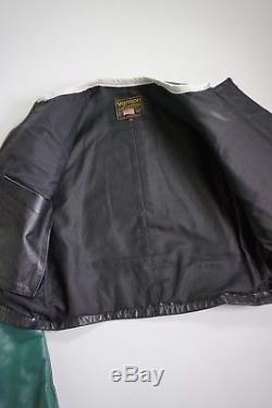 RARE Vanson Motorcycle Cafe Racer Jacket Size 38 Small Star Green Purple Leather